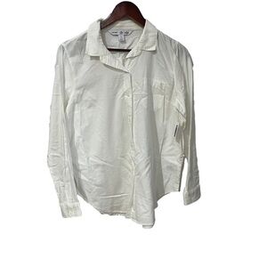 Old Navy white long sleeve button up shirt size large